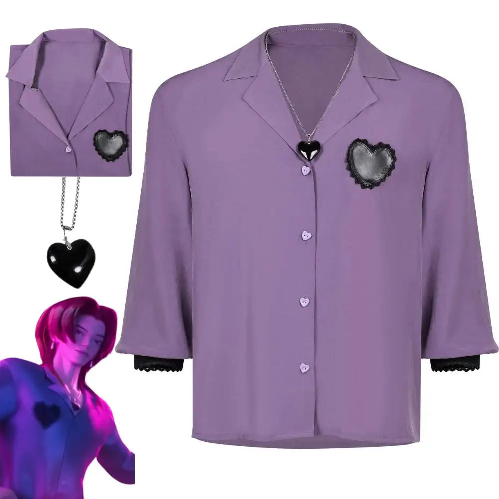 

Kpop Romance Demon Hunters Cosplay Costume T-shirt for Men Women Top Necklace Casual Short Sleeve Shirt Halloween Carnival Suit