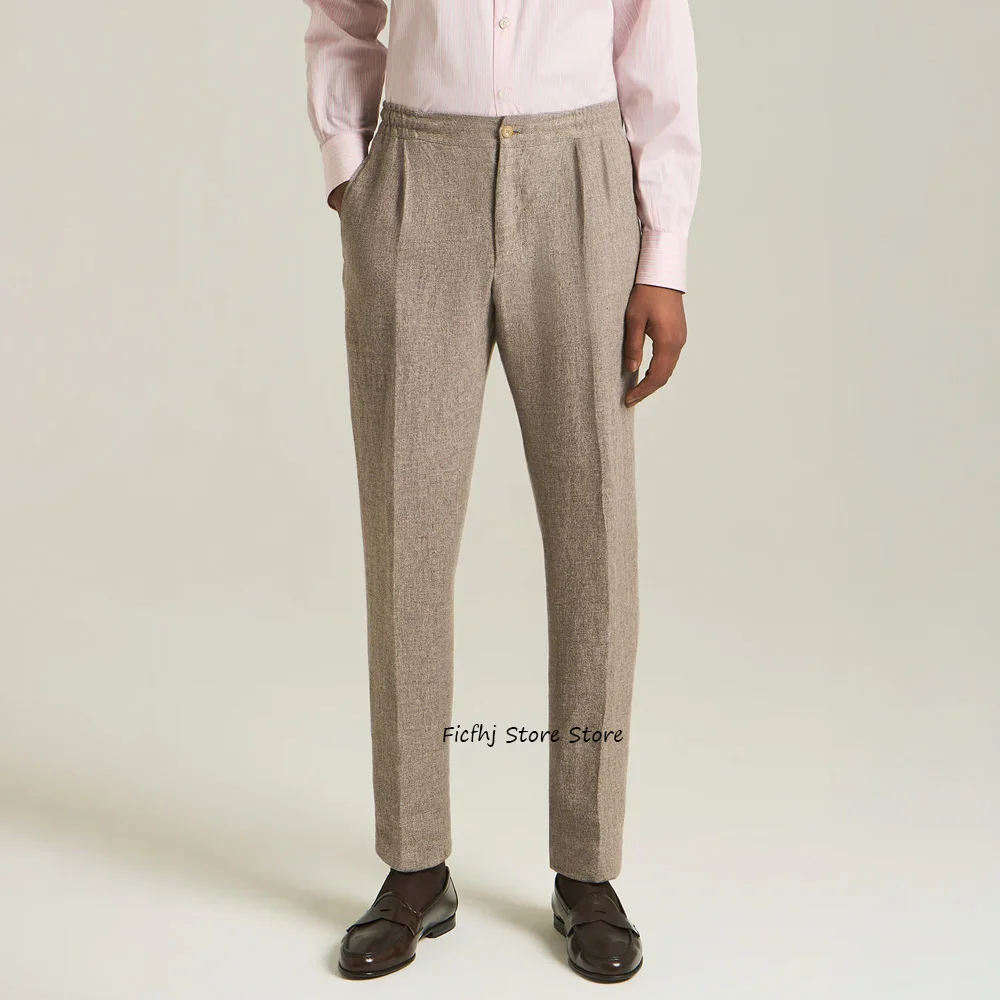 

Work Pants Men's Solid Color Dress Pants Man Trousers Straight Leg Trouser for Man Comfortable Slim Fit Linen Fabric Lightweight