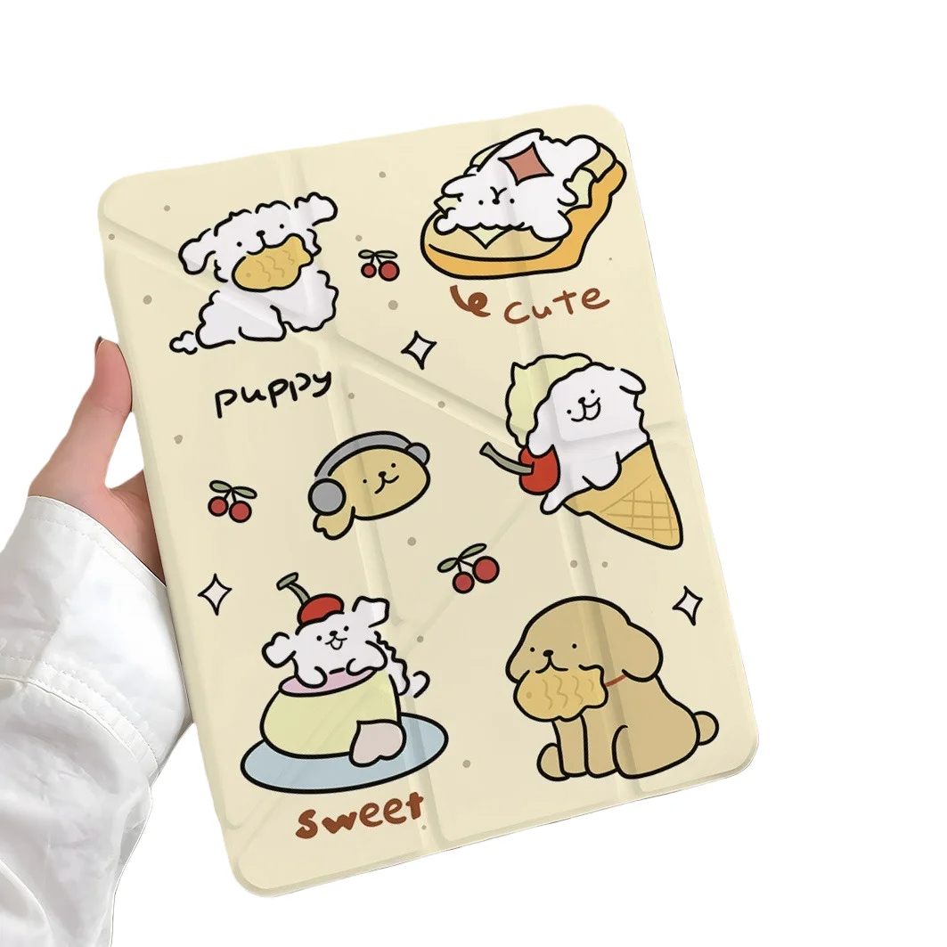 Ice Cream Dog Pen Slot Tablet Case For Mini7 6 iPad Pro2024 2022 2021 2020 2019 2018 2017 11 10 9 8 7 6 5 Air7 6 5 4 3 2 1 Cover
