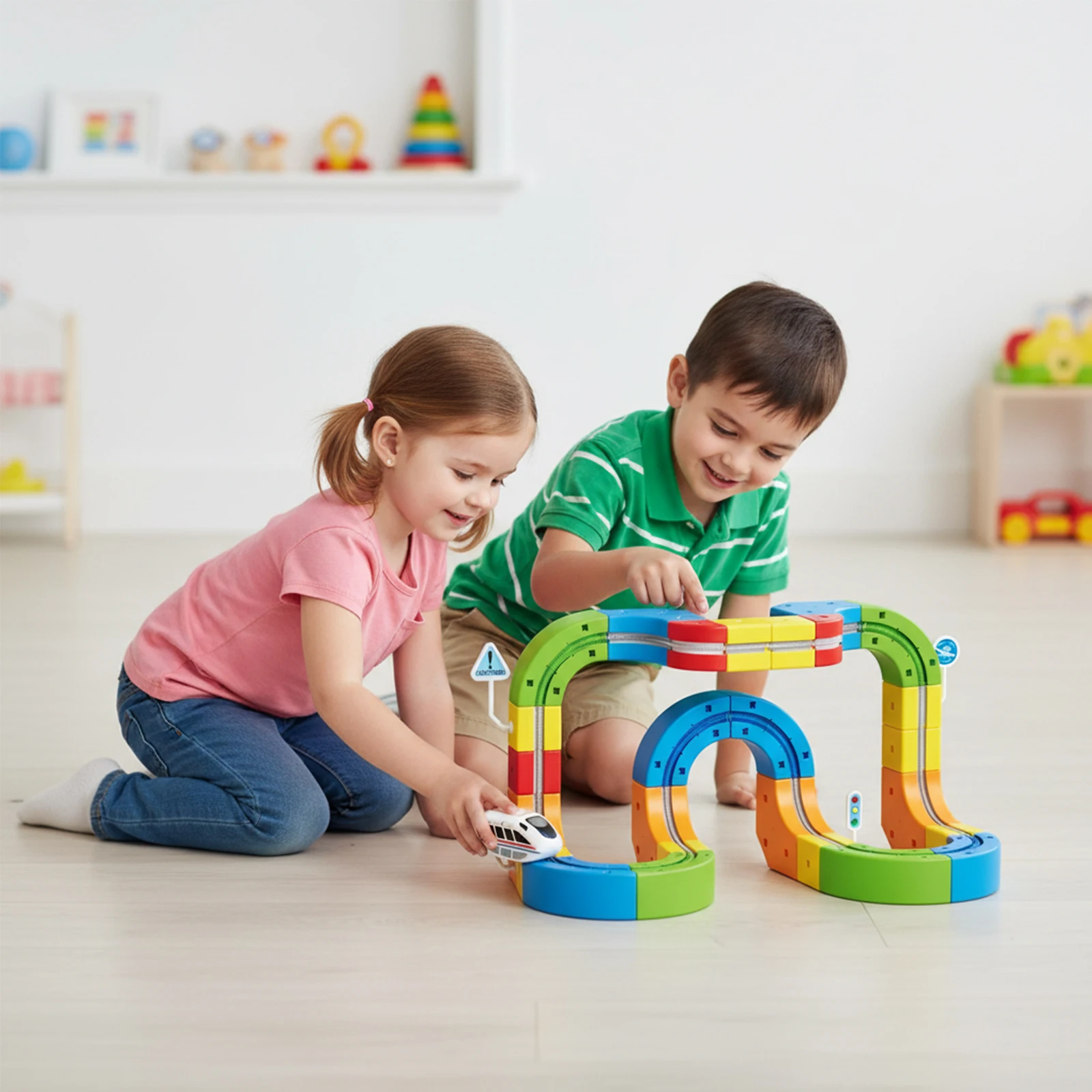 3D Magnetische Bouwstenen Speelgoedbaan Gemotoriseerde Auto Zwaartekracht-ontwerpende Elektrische Treinset DIY Zintuiglijk Speelgoed voor Kinderen Jongens Meisjes Cadeau