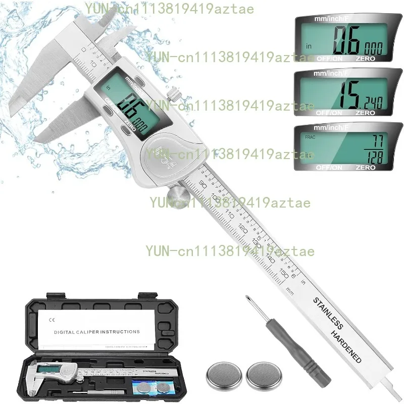 IP54 Digital Caliper 0-150mm Stainless Steel Vernier Caliper Inch Metric Micrometer Measuring Tool for Household DIY Woodworking