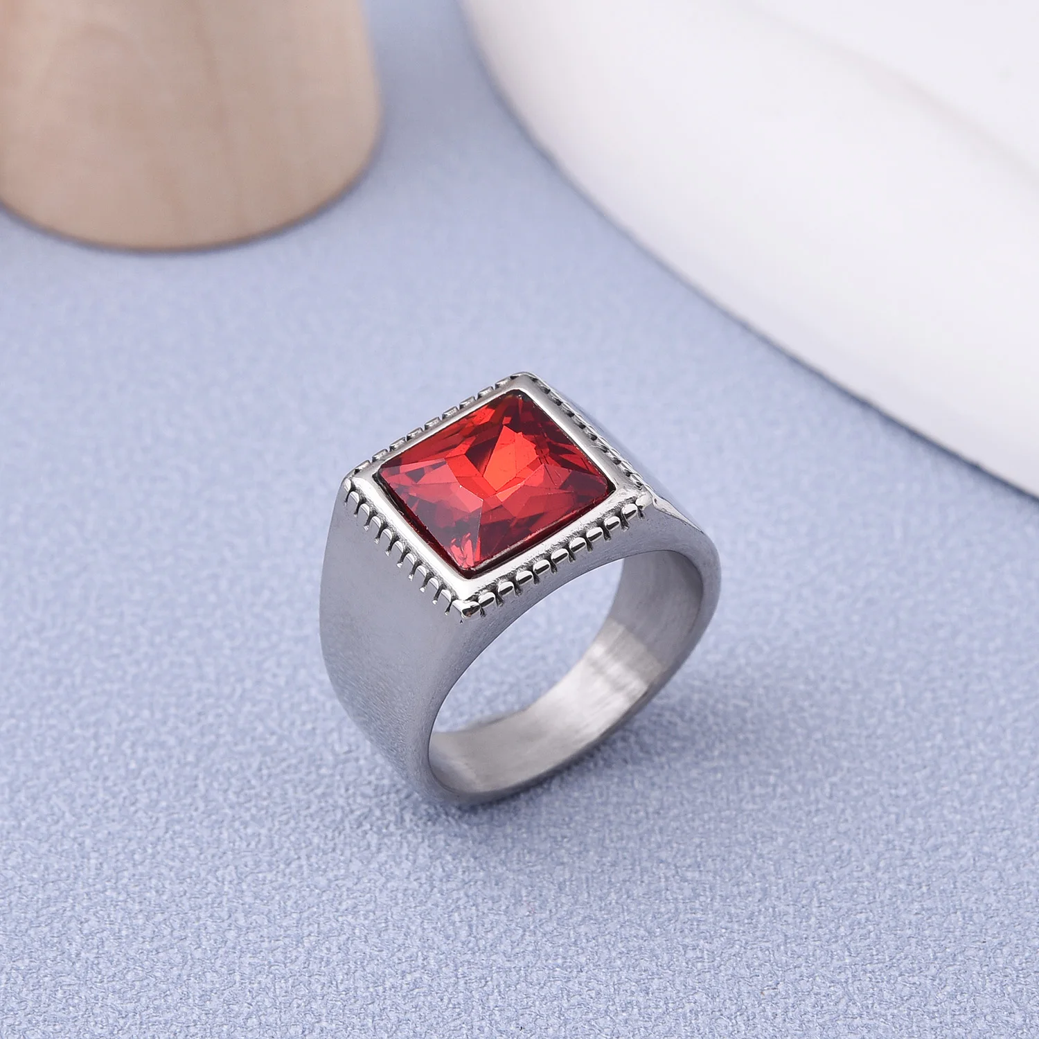 Men's/Women 316LStainless/Titanium Steel Square Onyx Rings Classic Fashion Trend Jewelry Eco-Friendly Material