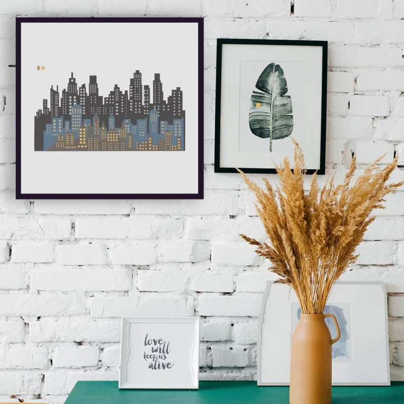 Estêncil de horizonte da cidade em camadas, 6 peças, 11,7x8,3 polegadas, modelo de padrão de edifícios reutilizáveis, madeira, parede, tecido e móveis