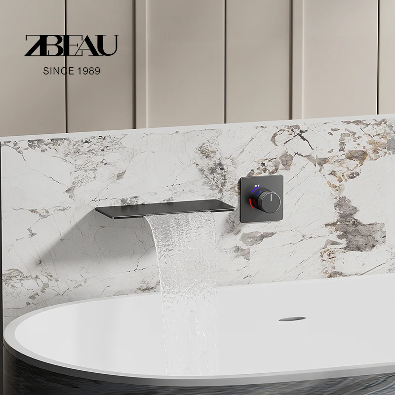 

Copper Concealed Device Rack for Hand Washing Bathroom Wall Mounted Hot Cold Waterfall Faucet Bathroom Accessories