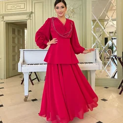 Customized Jersey Draped Beading Prom A-line V-neck Bespoke Occasion Gown Long Dresses