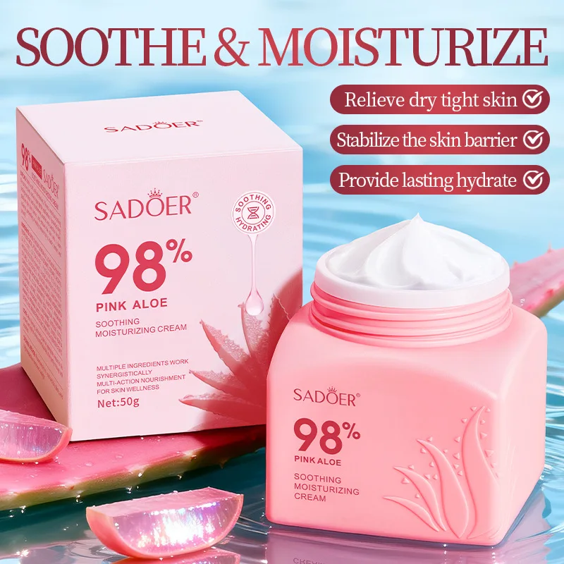 SADOER crema Facial hidratante de Aloe Vera rosa blanqueadora antienvejecimiento crema Facial antiacné para productos para el cuidado de la piel Facial