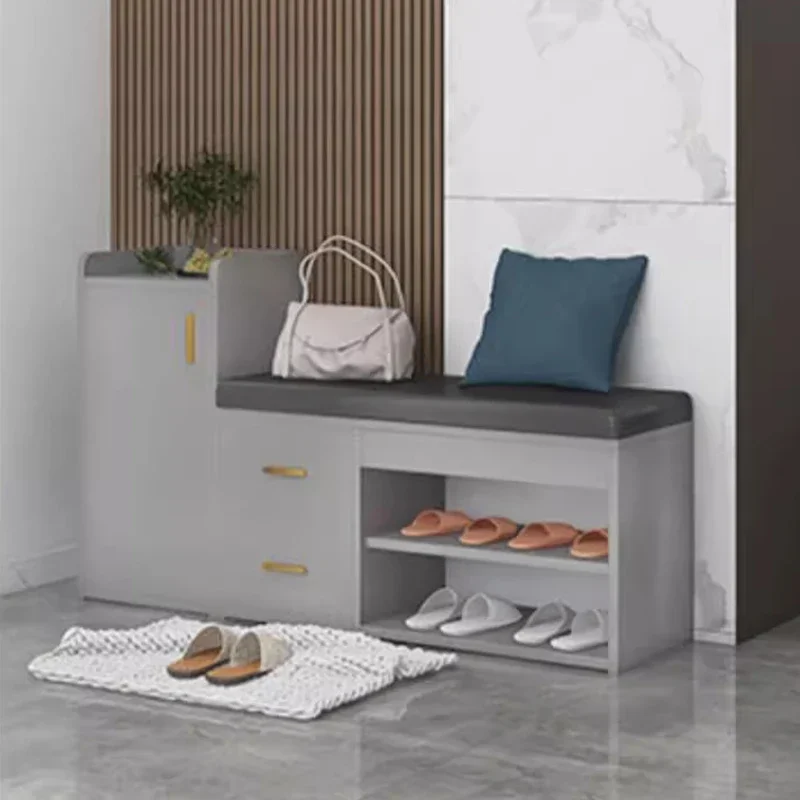 Nordic Ritating Shoe Cabinets Wood Modern Small Dust Proof Shoe Rack Bench Hall Simple Hall Furniture