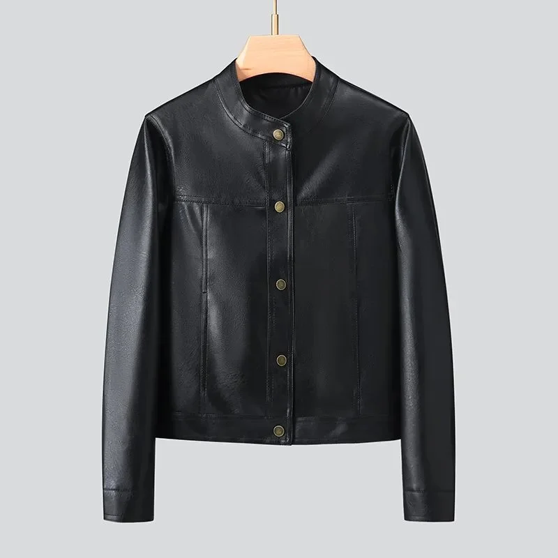 2026 Spring Autumn New Korean Women Pu Leather Jacket Women Short Casual Single-breasted Leather Female Loose Lady Outerwea Top