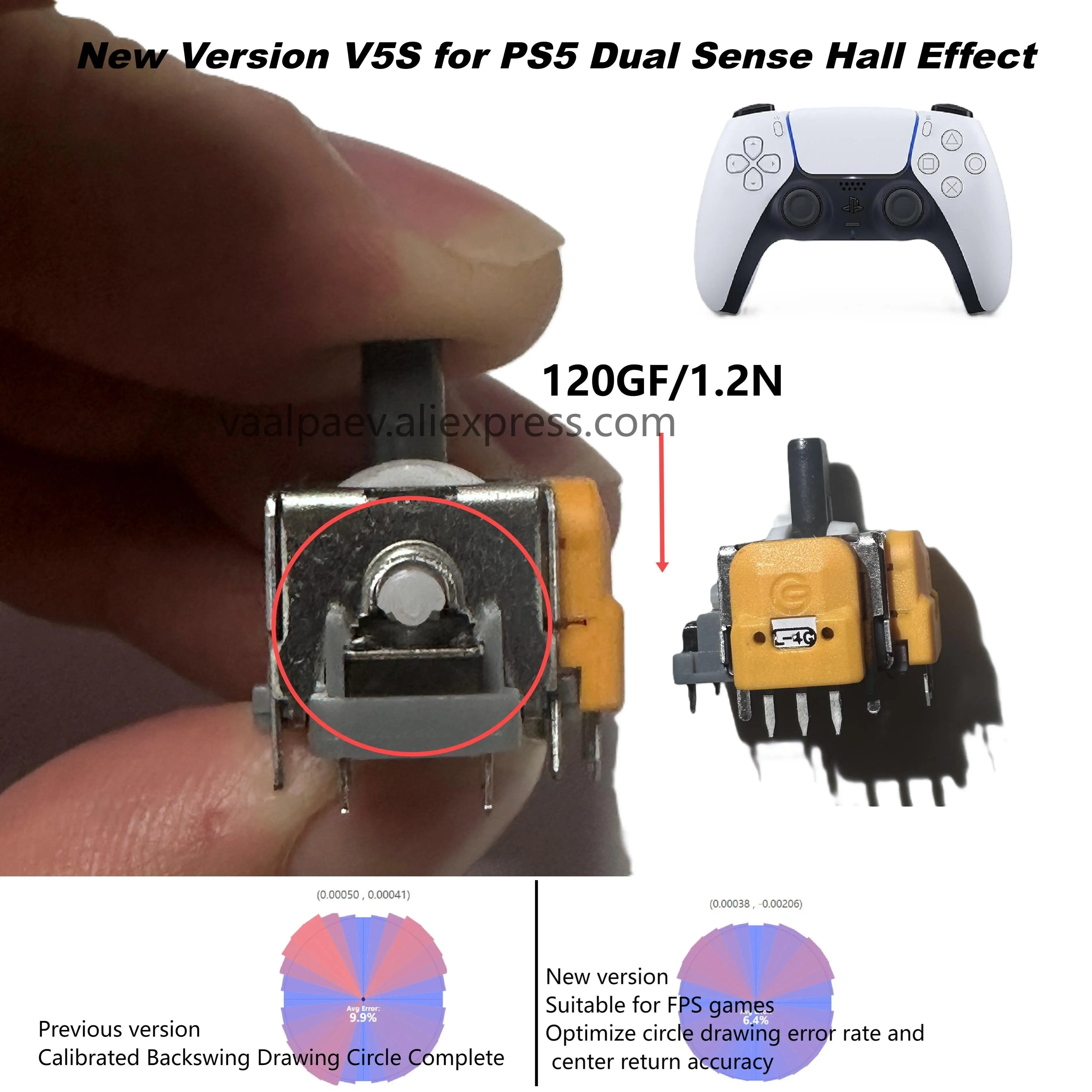 NEW version V5S For PS5 Dual Sense PS4 DualShock 4 XBOX Hall Effect 3D Analog Joystick Gaming Grade Modification Parts Wholesale