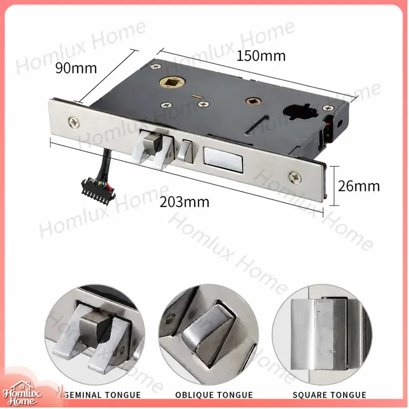 Electronic Digital Door Lock Socket Type Standard 203x26mm Lock Body for Hotel Door Locks Smart Door Lock Replacement