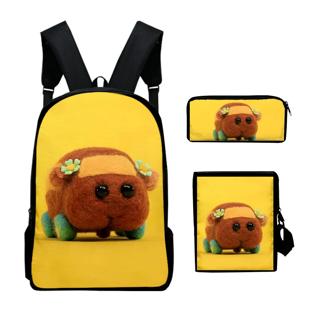 Trendy PUI PUI Molcar Guinea Pig 3D Print 3pcs/Set pupil School Bags Laptop Daypack Backpack Inclined shoulder bag Pencil Case