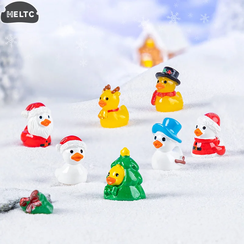 7 قطعة لتقوم بها بنفسك لطيف عيد الميلاد ليتل بطة صفراء دمية الثلوج المناظر الطبيعية اكسسوارات الديكور المشهد الصغير الحلي الصغيرة الحرف
