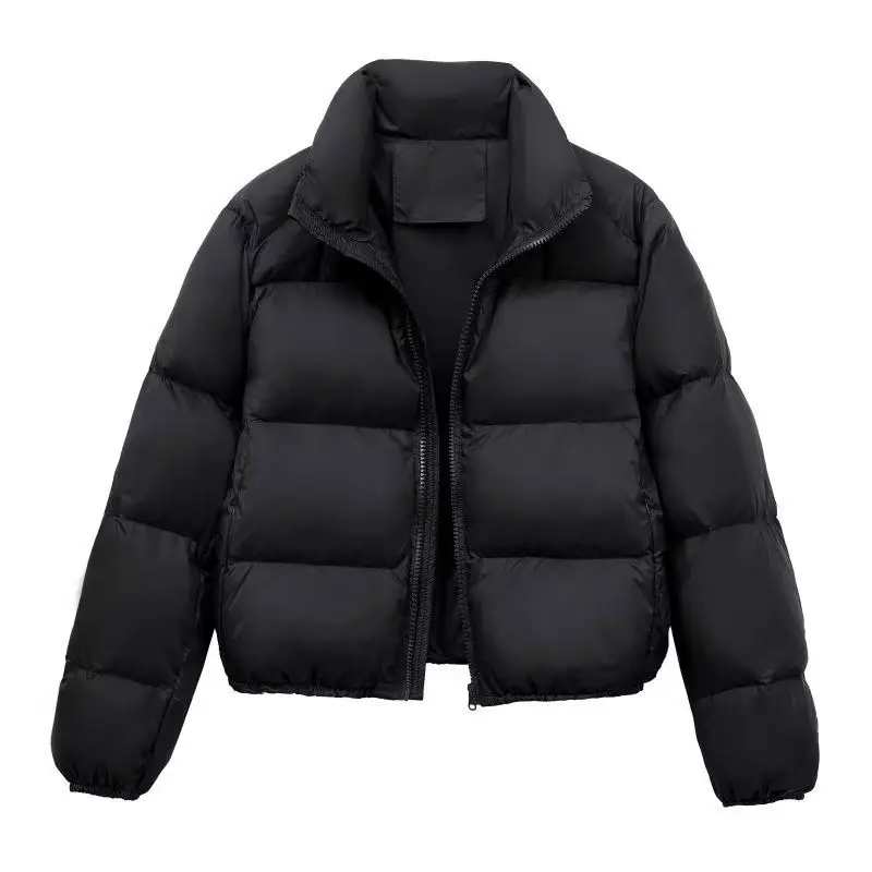 Solid Parkas Women Thick Stand Collar Jacket Long Sleeve Warm Short Coats Casual Zipper Streetwear Jackets Spliced Winter 2026