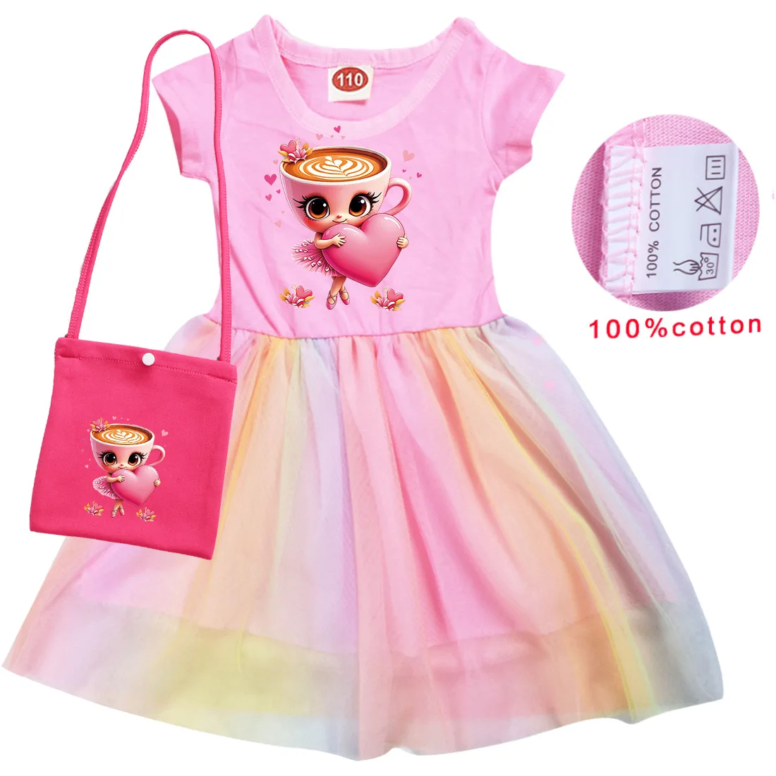 فستان راقصة الباليه Capuccina الإيطالي Brainrot ملابس الفتيات فساتين الصيف غير الرسمية للأطفال فساتين حفلات الأميرة الترتر