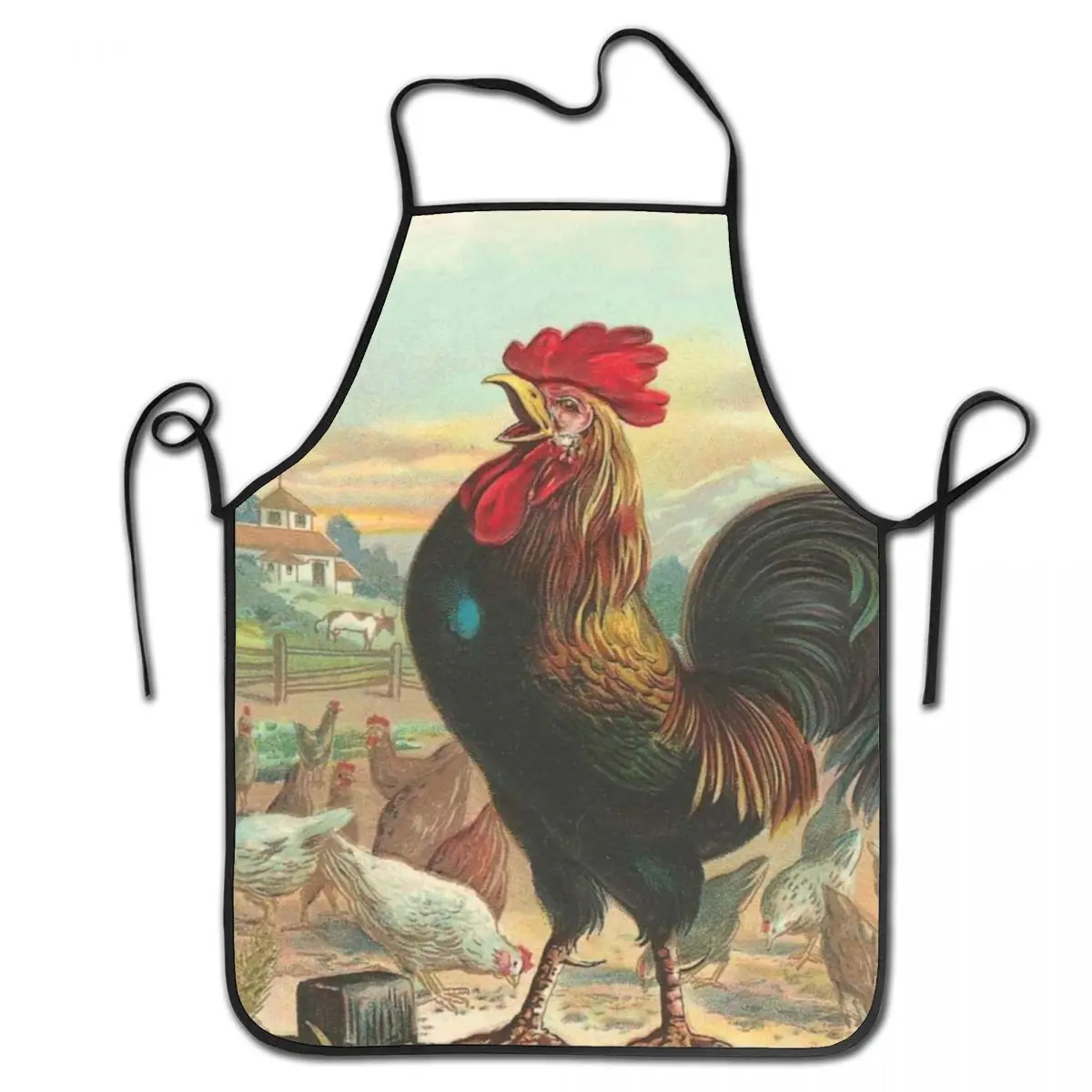 Bib Vintage Rooster Poultry Pattern Aprons for Men Women Unisex Adult Chef Cooking Kitchen Farm Chicken Tablier Cuisine Painting