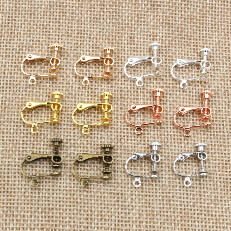 10pcs 15*13mm Brass Screw Ear Clip Earring Settings Rotate Pads Earring Findings Base Blank Bezel For Jewelry Making Findings