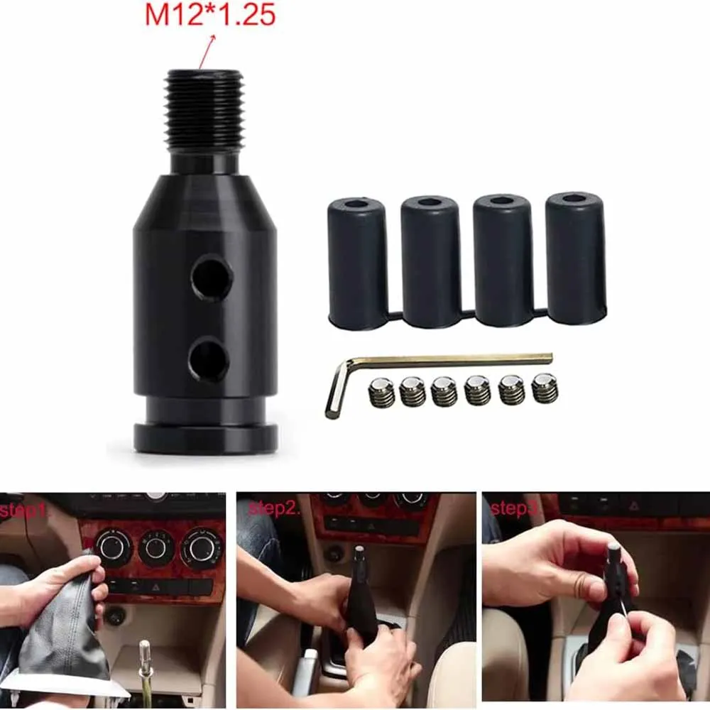 

M12x1.25 Aluminum Alloy Universal Car Manual Gear Shift Knob Adapter Thread fits for most BMW Honda Shift Knob Adapte