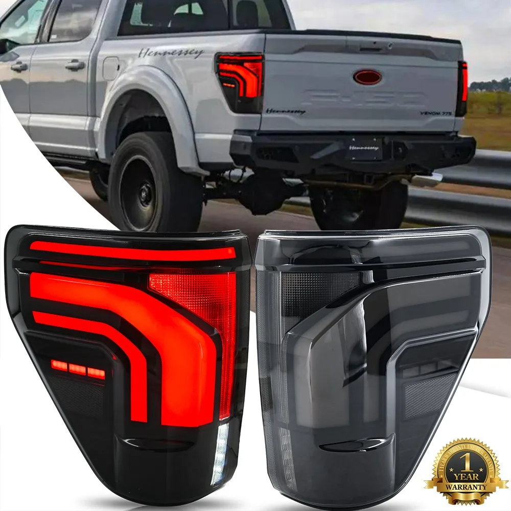 

1Set LH+RH Smoked LED Tail Lights For 2021-2025 Ford F150 F-150 Sequential Turn Signal Trunk Rear Brake Lamps Assembly