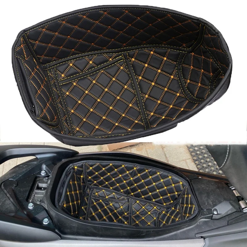 MOtorcycle PU Leather Rear Trunk Cargo Liner Protector Motorcycle Seat Bucket Pad for NMAX 155-FS