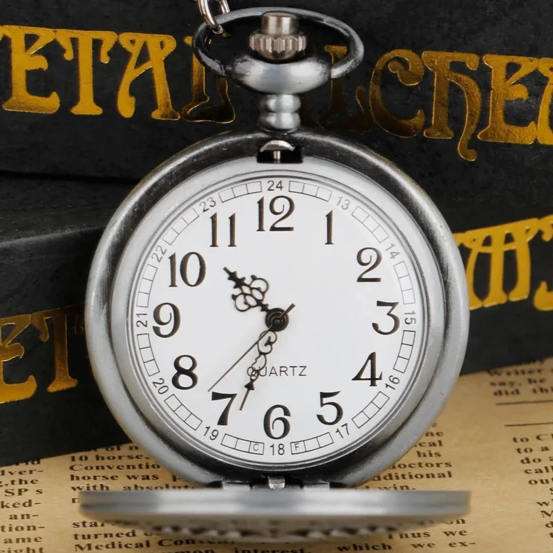 Reloj de bolsillo con collar de cuarzo gris antiguo, relojes con colgante de recuerdo, regalos únicos, reloj Fob Unisex para niños, mujeres y hombres