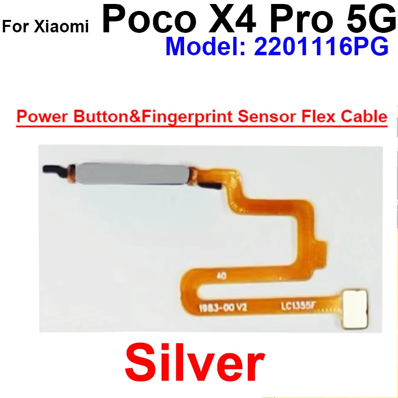 Power Fingerprint Sensor For Xiaomi POCO X4 GT X4Pro 5G On OFF Button Menu Return Key Fingerprint Flex Ribbon Parts