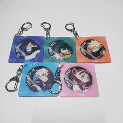Anime My Hero Academia Keychain Cartoon Characters Acrylic Figures Izuku Bakugo Katsuki Transparent Pendant Cosplay Art Key Ring