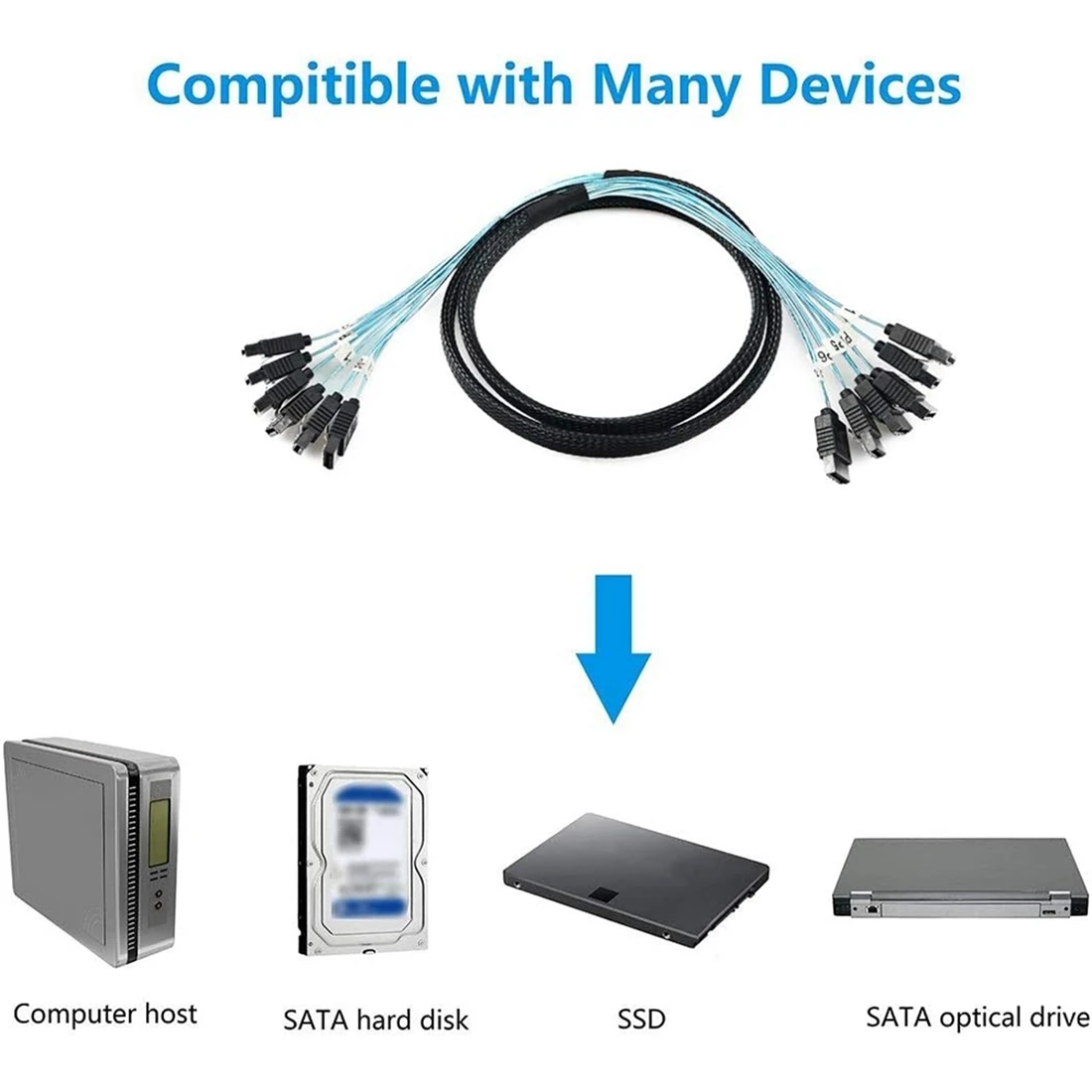 Cable divisor Accesorios de computadora Cable SATA III SAS SATA 7 pines hembra a SATA 7 pines ​   Cable de datos hembra (0,5 M)