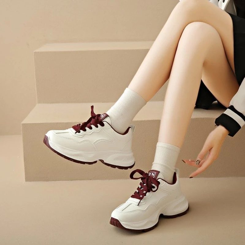 

Petite Women's Thick Bottom Dad Shoes White Comfortable Cushioned Breathable Mesh 2025 Trendy Streetwear