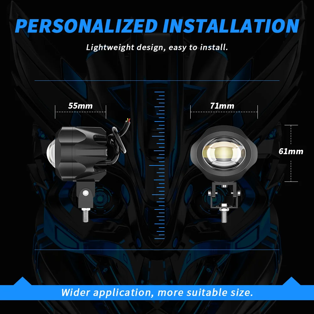 1x New Motorcycle Side Headlights Spotlight High Low Beam External Lens Car Vehicle LED High Quality Headlight White Yellow 20W