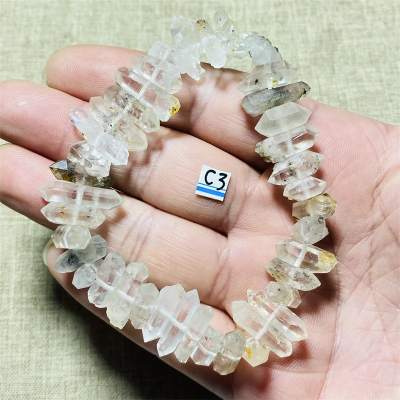 Natural Herkimer Diamond Energy Stone Bracelet Crystal Dot Healing Spirit Gift Home Decorations