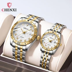 CHENXI Watches for Men and Women Steel Strap Waterproof Date His Hers Quartz Wrist Watch High-end Luxury Clock Gifts for Couples