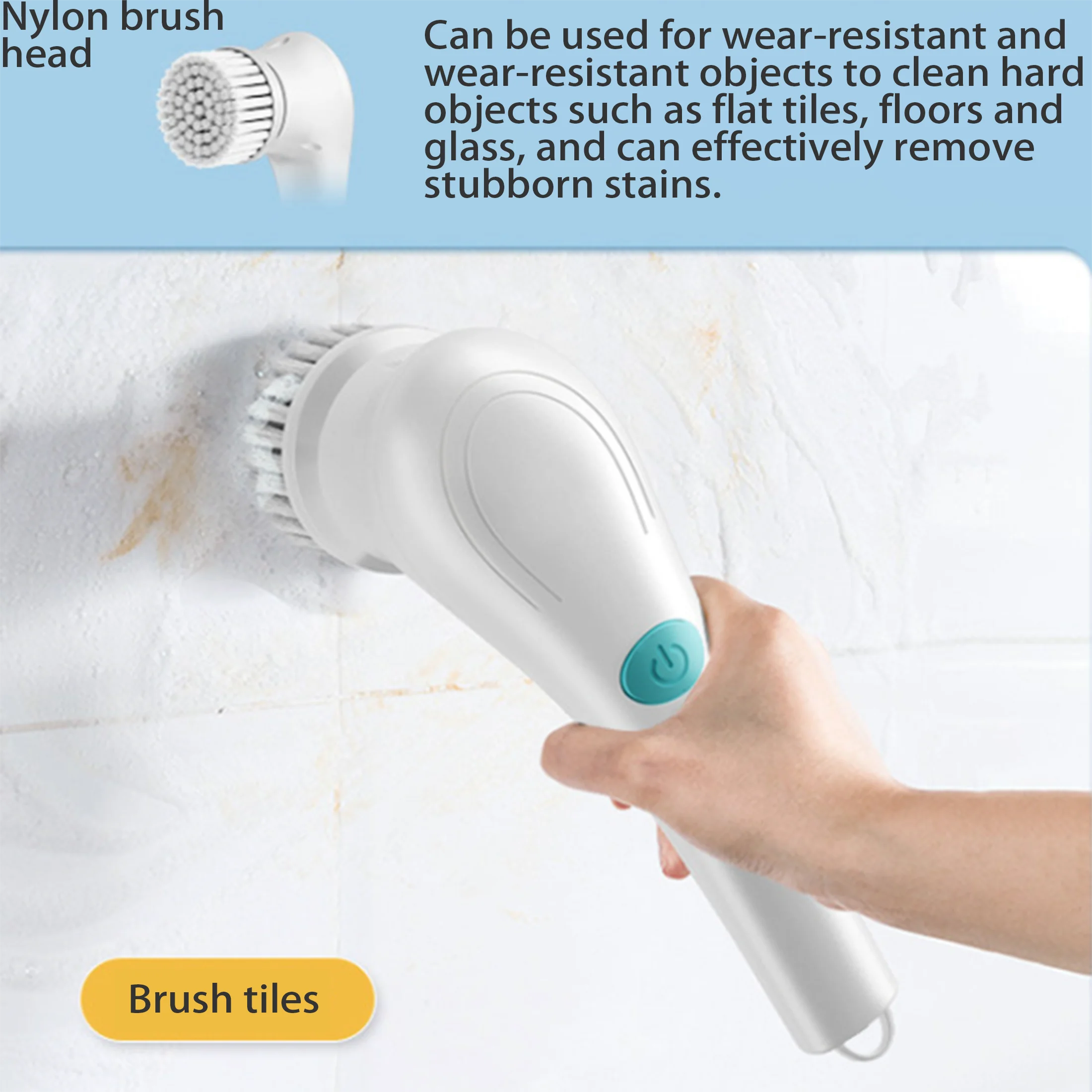 

[Multi-Functional Handheld Scrubber] Multi-Functional Electric Cleaning Brush with 5 Replaceable Heads, USB Rechargeable