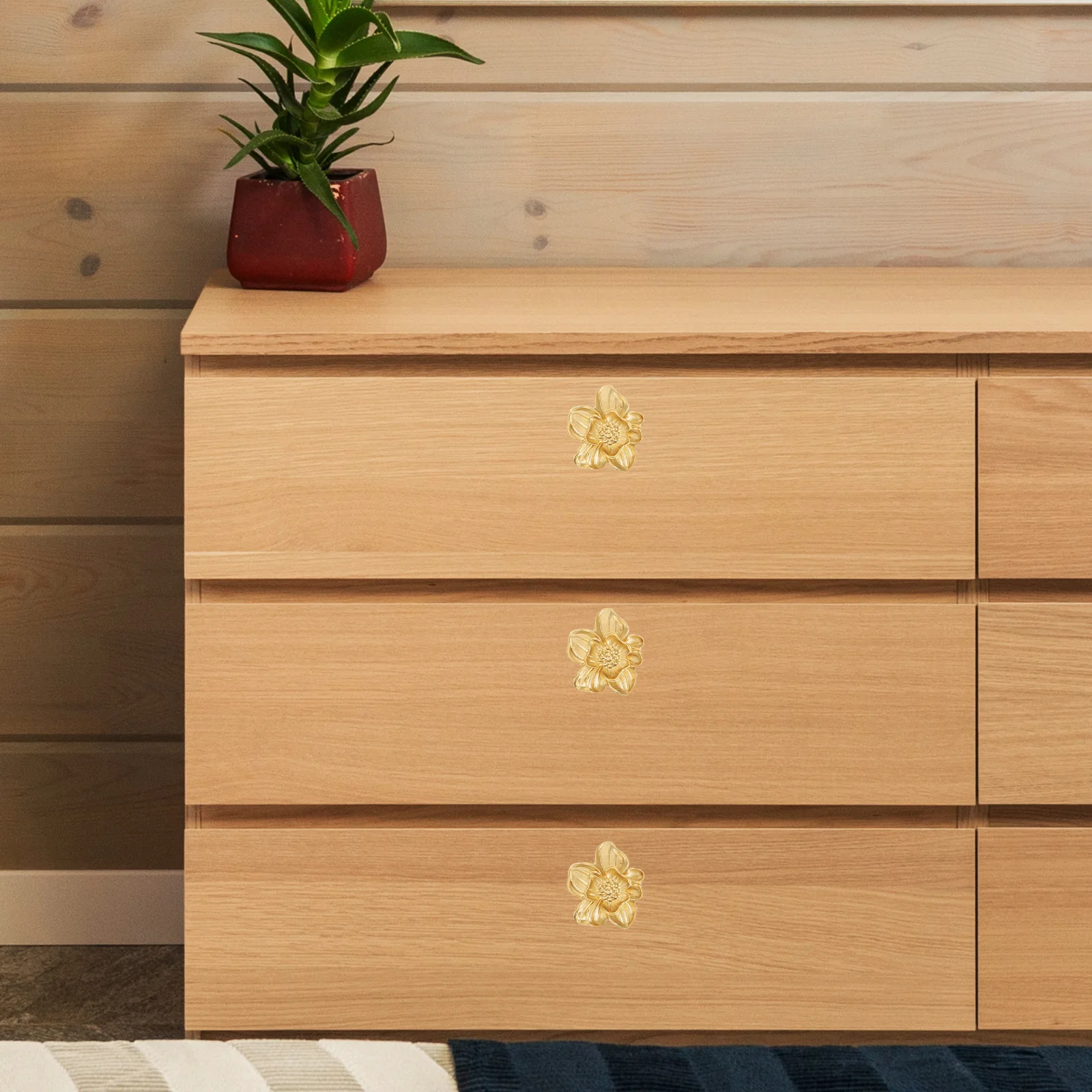 

Drawer Flower Handle Floral Pulls Dressing Table Dresser Handles Decorative Flowers Golden Brass Knobs Bow