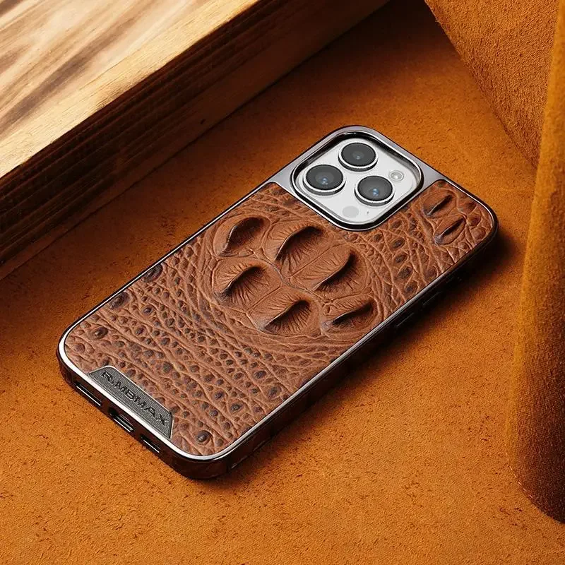 Genuine Leather iPhone Case Suitable Case  for iPhone 13 14 15 Pro Max Crocodile Claw Pattern Anti Drop Luxury