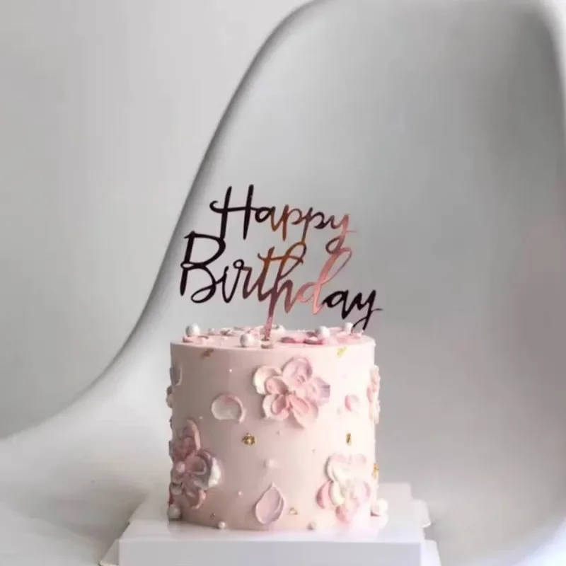 10 pezzi in acrilico per torta di buon compleanno, rosa, oro, argento, acrilico, per bambini, uomini, donne, decorazioni per torte per forniture regalo per baby shower