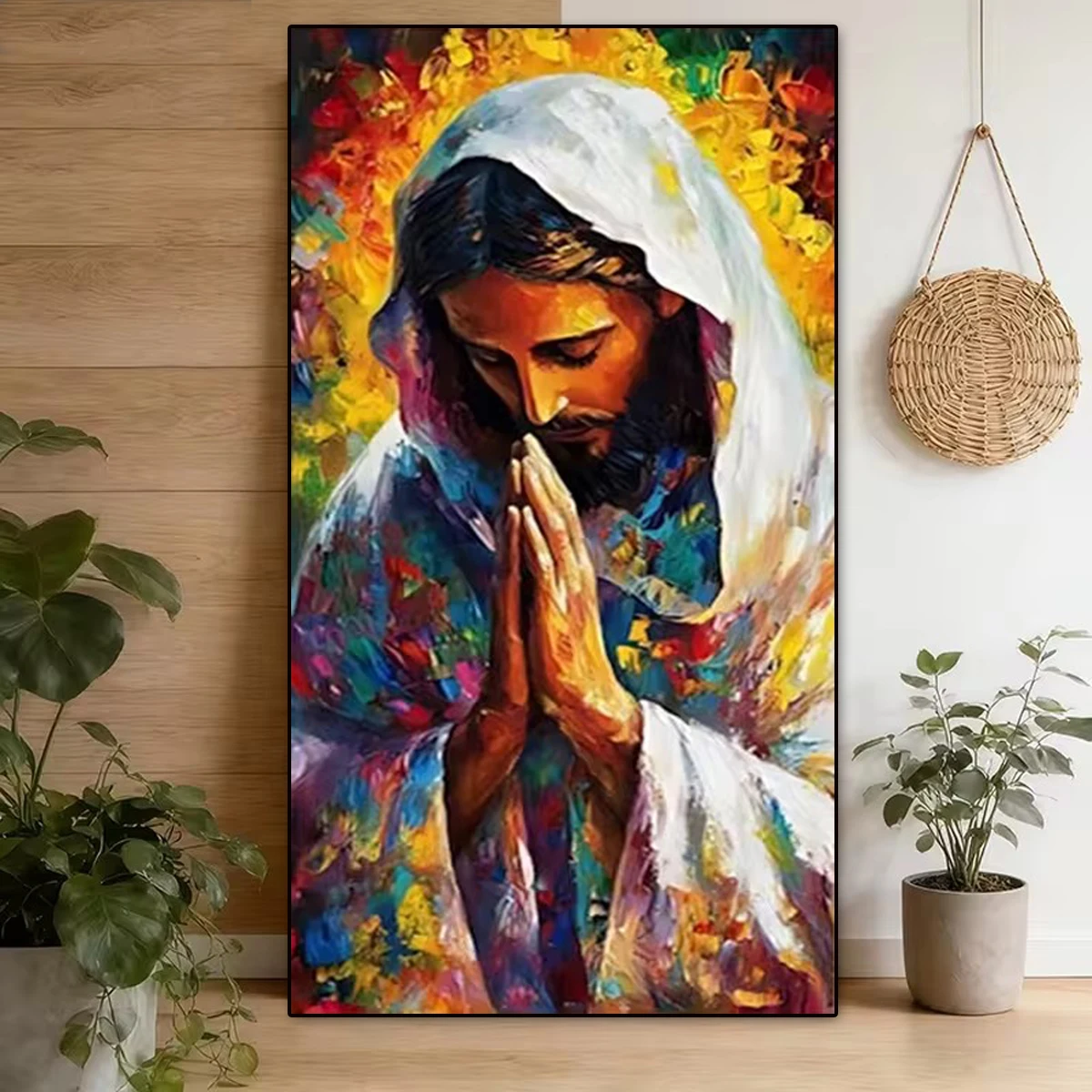 5D Diamond Painting Colorful Praying Jesus DIY Full Drill Diamond Art Kit Religious Mosaic Embroidery Home Decor Gift for Adults