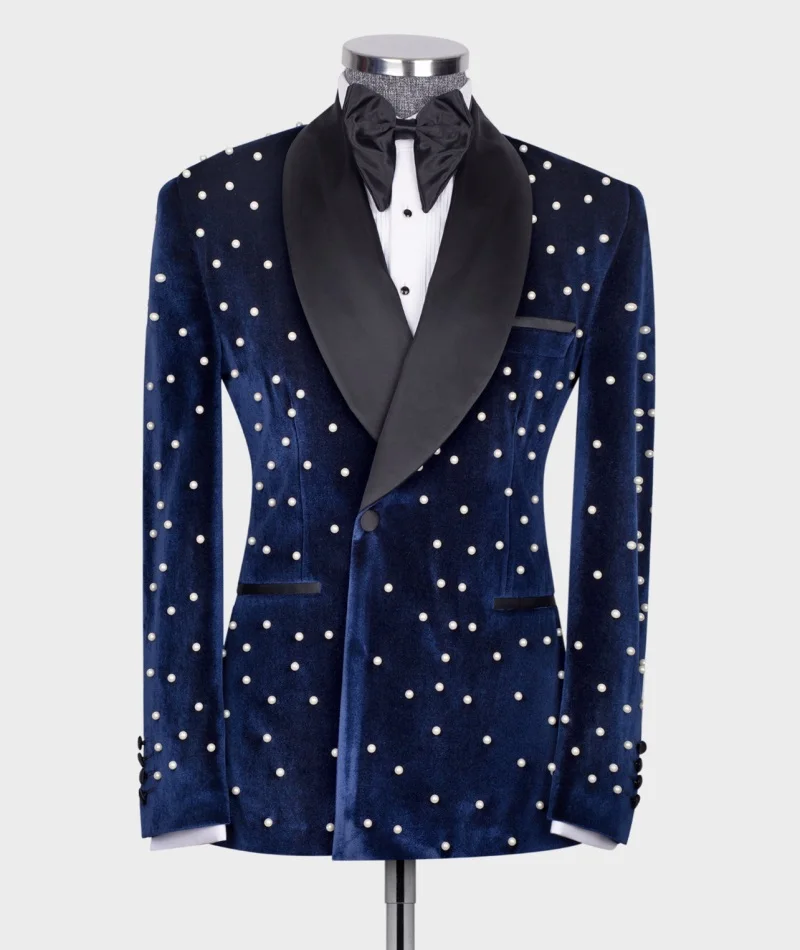 Winter Velvet Men Suit Blazer Bridegroom 1 Pcs Pearls Coat Custom Made Fashion Formal Office Prom Party Jacket Wedding Tuxedo