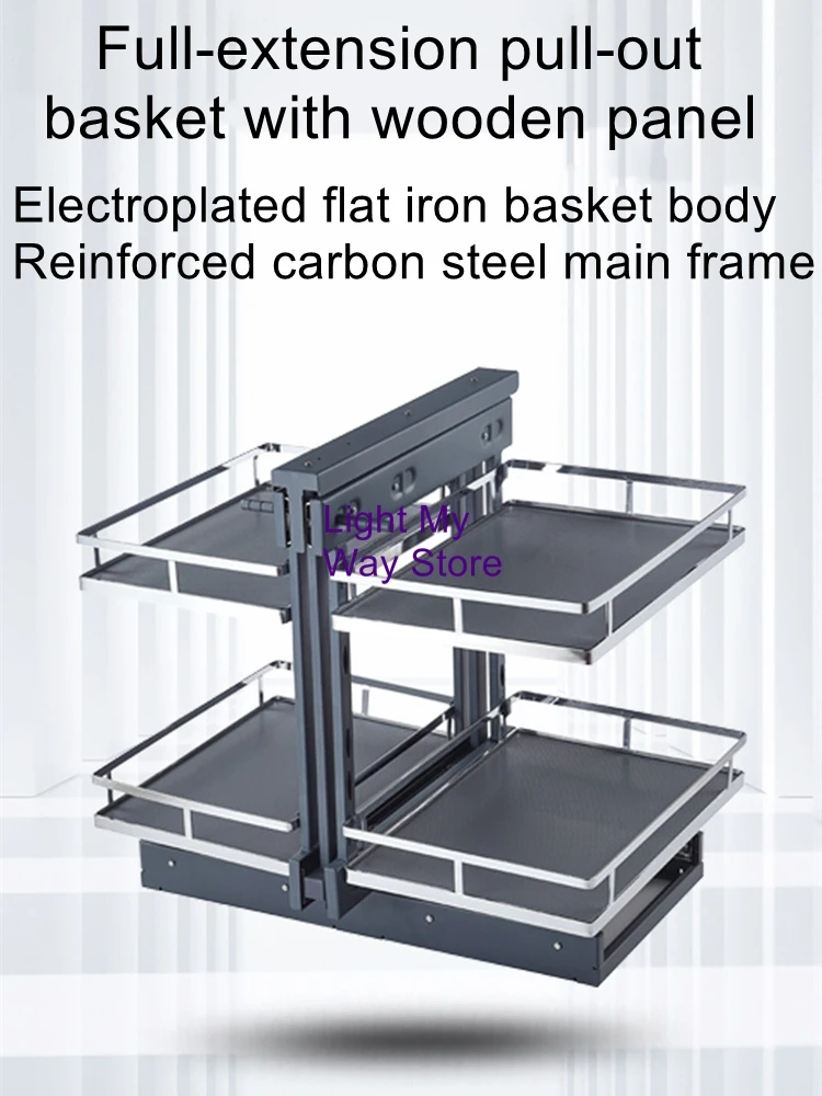 

Full-Extension Corner Pull-Out Basket for Cabinets Double-Layer Corner Shelf with Built-in Storage Pull-Out Design