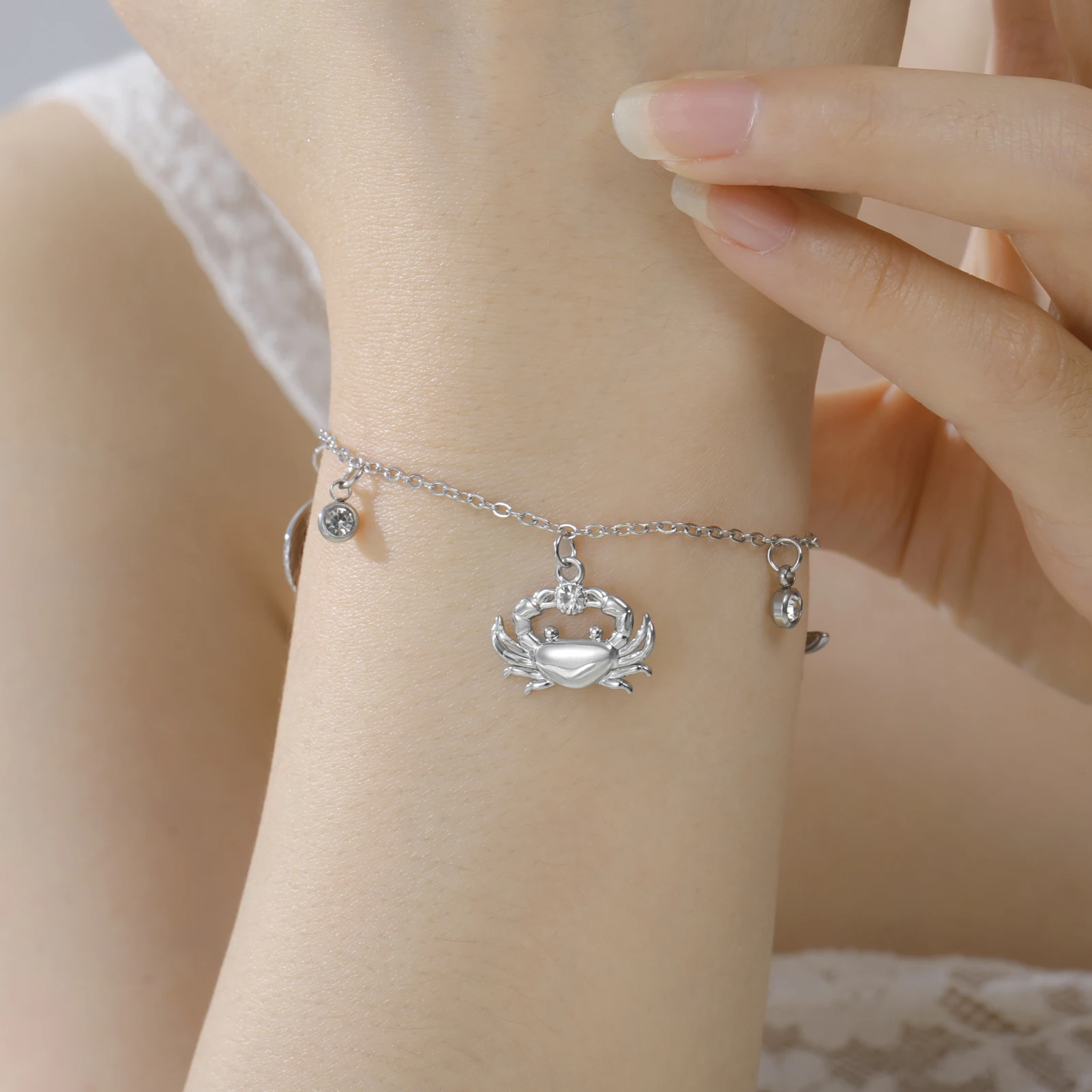 COOLTIME Mode Seestern Krabben Shell Anhänger Armband Edelstahl Boho Sommer Strand Armband Schmuck Geschenk Großhandel – Detail 15