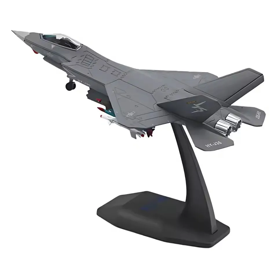 Modelo de Avião J-35 em Escala 1:100, Brinquedo Souvenir, Decoração de Mesa com Base de Exibição, Caça para Decoração de Casa, Estante de TV, Escritório