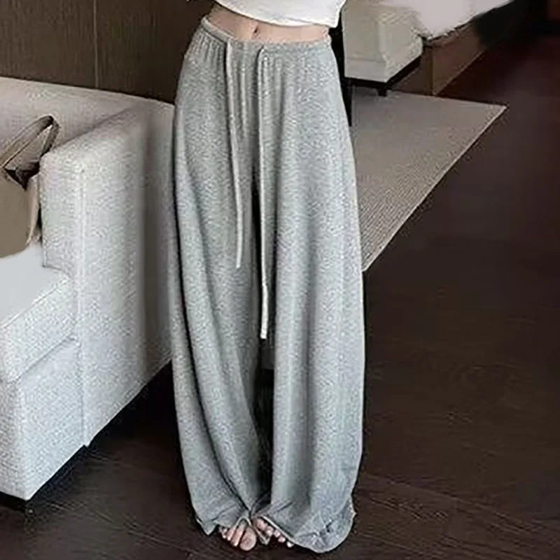 Spring Summer Trousers Women's High Waist Modal Loose Wide Leg Pants Full-length Straight All-match Casual Pants Female Clothes