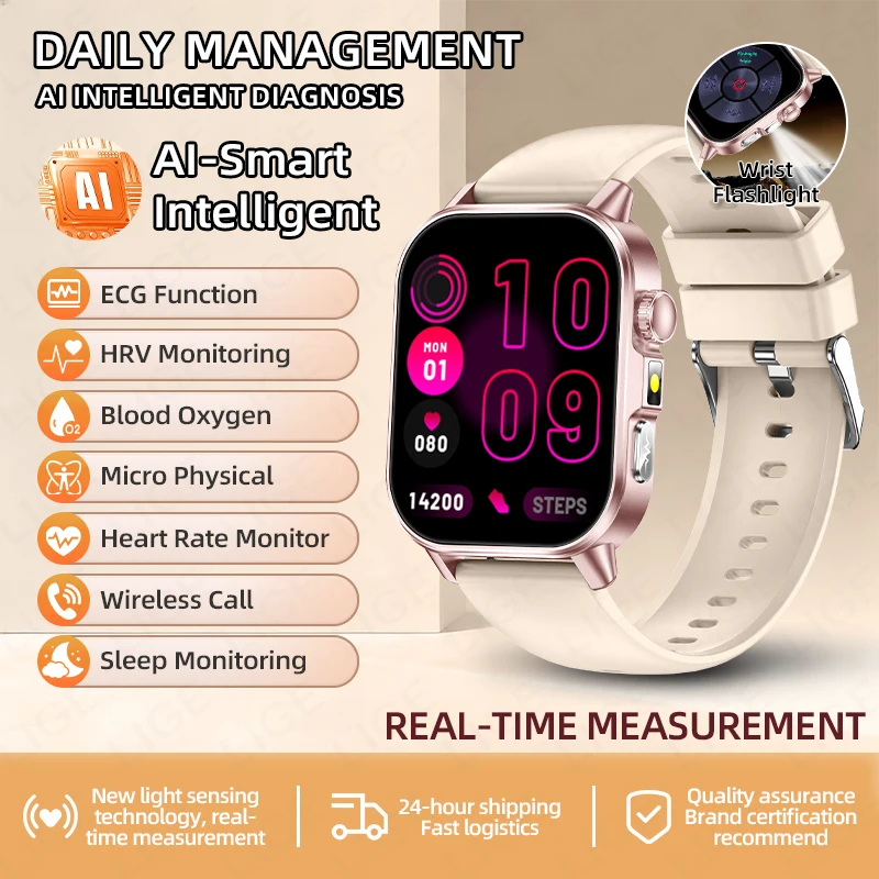 

2026 New Smart Watch 24H Daily Monitoring Heart Rate Voice Assistant Al diagnosis+ECG Watches Multifunctional smartwatch for men