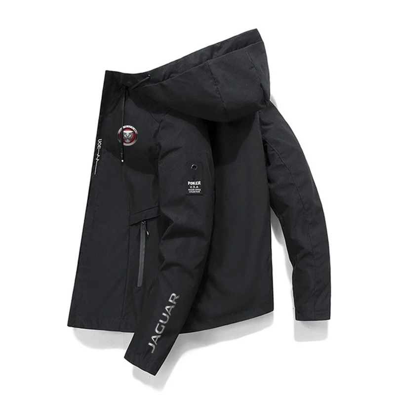 

Solid zipper sport windproof Jacket for Men Casual High quality Straight Hat men's clothing Autumn hooded outdoor