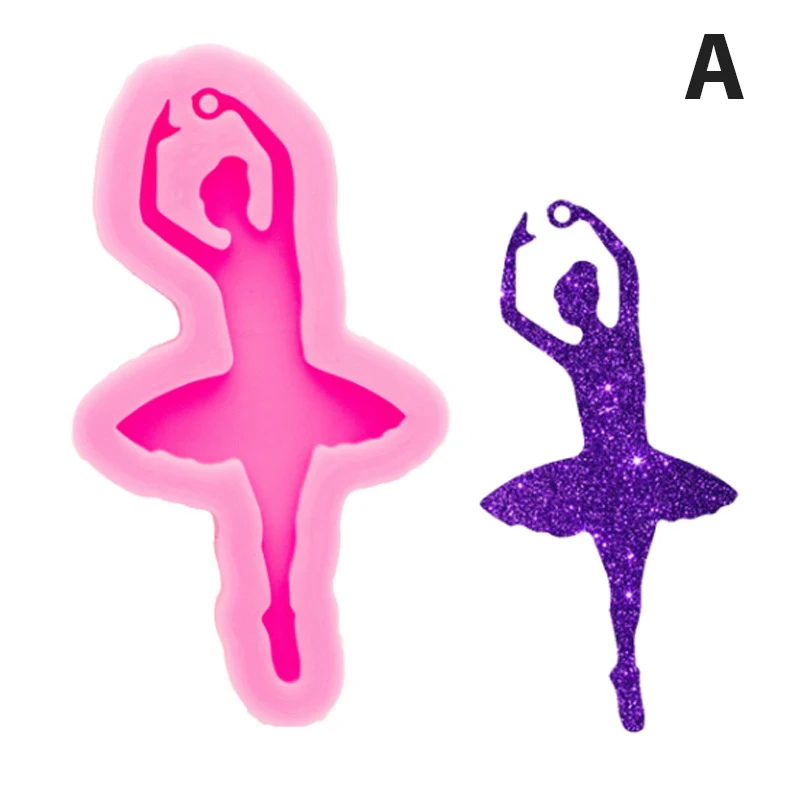 1 PC Ballerinas Shiny Epoxy Resin Silicone Molds DIY Small Accessories For Making Angel Jewelry Keychain Pendants Clay Mold