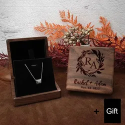 Necklace Wood Box Free Personalized Custom Engraving LOGO Jewelry Display Stand Bracelet Stand Wooden Necklaces Easel Box