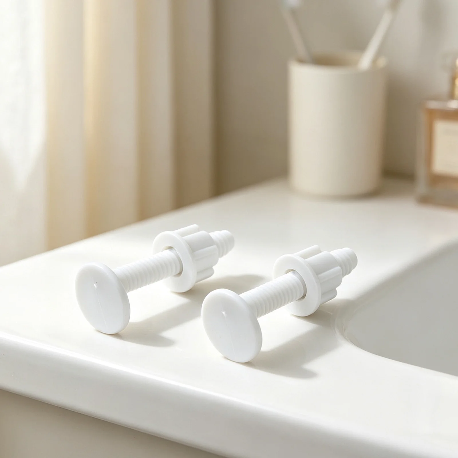 Bathroom Toilet Lid Screw White 2PCS Easy To Install Excellent Toughness Good Strength PP Smooth for surface 60*30mm