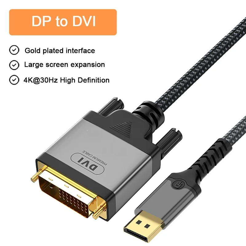 2 متر DP إلى DVI كابل محول فيديو الحبل 1080P 60 هرتز شاشة عرض HDTV العارض نفس سلك محول الشاشة #2
