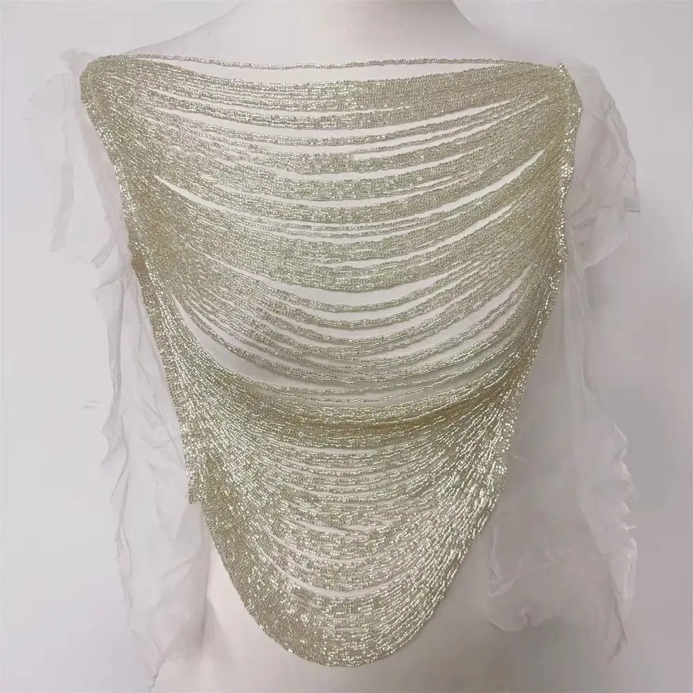 Exquisite Multi Layered Tassel Applique Beaded Hand Sewn Beaded Applique Handmade Fringe Trim Wedding Dress Trim for Prom Gown