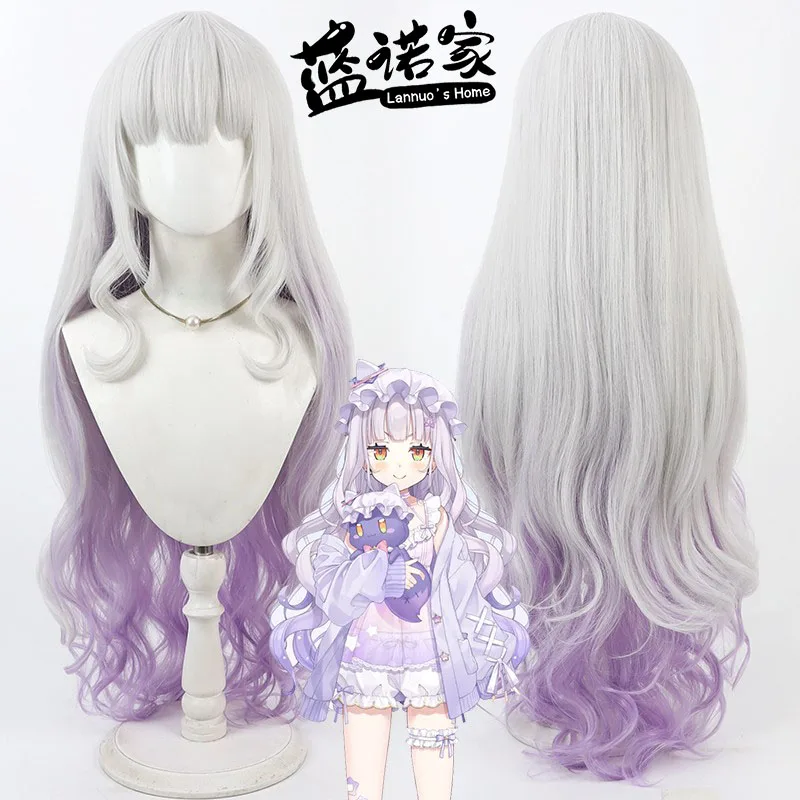 NIJISANJI الظاهري يوتيوب Vtuber Murasaki Shion Cos شعر مستعار تأثيري هالوين كرنفال حفلة الشعر الاصطناعية ألياف مقاومة للحرارة