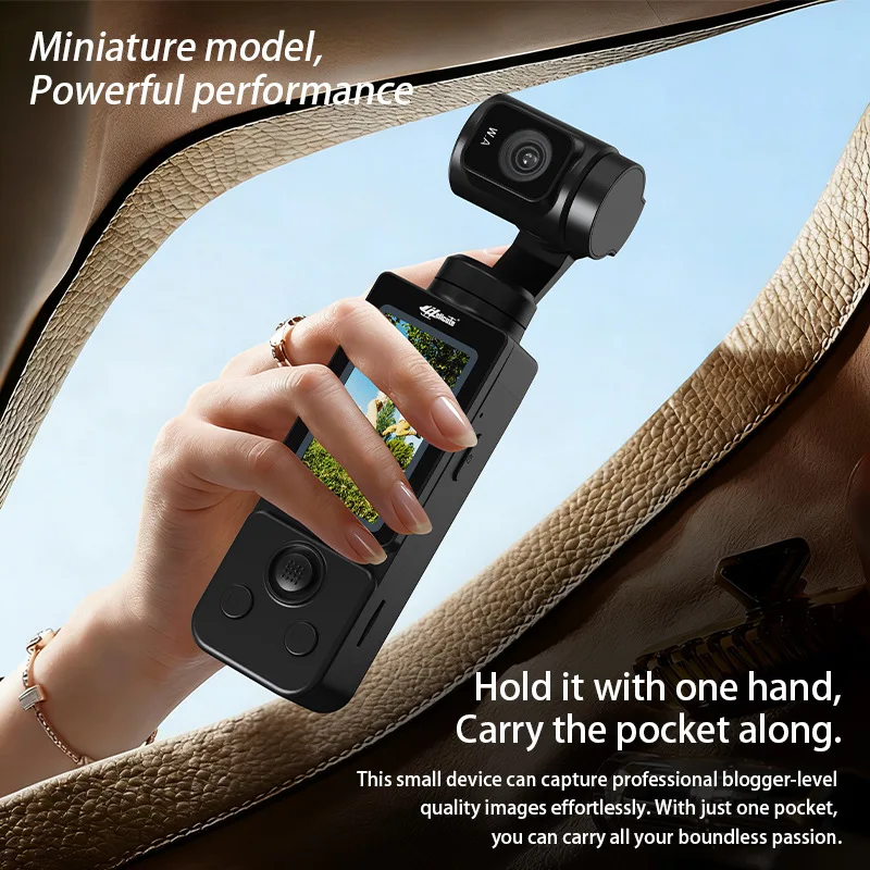 H877 Pocket Hd Handheld Camera 3 Axis Brushless Gimbal 12mp Cmos Sensor Microphone For Outdoor Vlogging Travel Photography